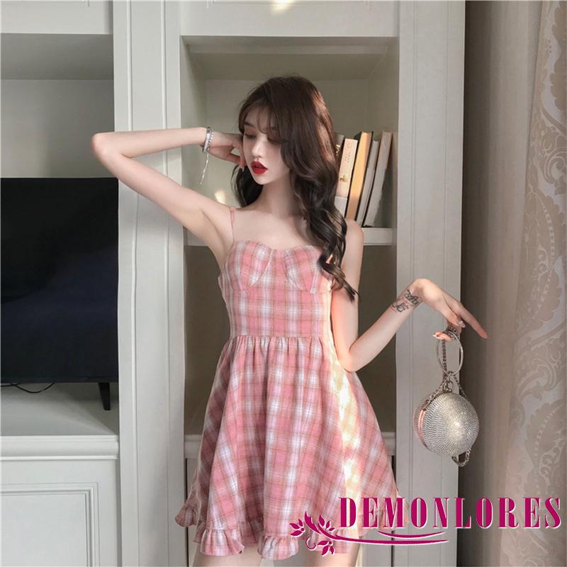 Đầm không tay Họa Tiết Caro Thời Trang Quyến Rũ