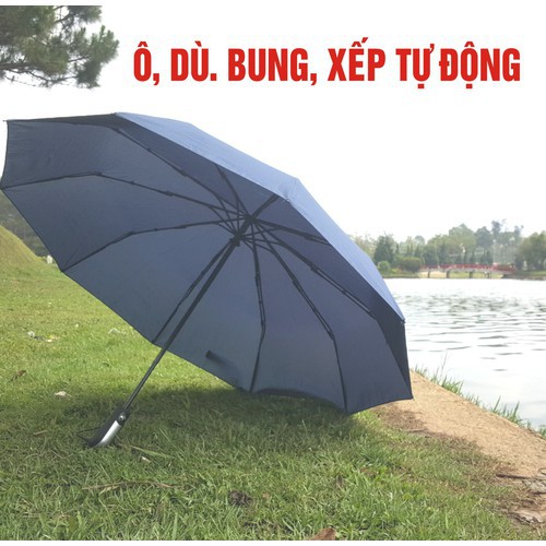 Ô Dù Tự Động Bằng Nút Bấm Nhật Bản Chống Tia UV TỰ BUNG VÀ GẤP GỌN - Dù Bấm Vải Dù Trượt Nước Cao Cấp