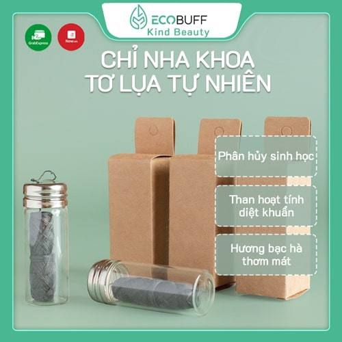 Silk floss - chỉ nha khoa tơ lụa than hoạt tính phân hủy sinh học thân thiện môi trường - Freeship | Ecobuff