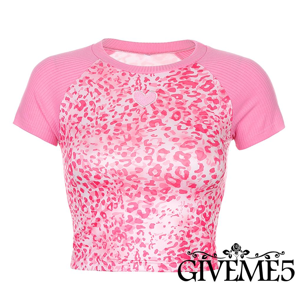 Áo Thun Nữ Ngắn Tay Họa Tiết Da Báo Thời Trang