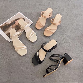 Sandal dây mảnh 5cm đế đệm êm chân