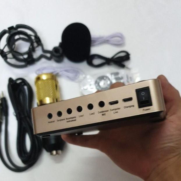 bộ míc hát thu âm livestream karaoke online micro bm800 card v10 có điều khiển