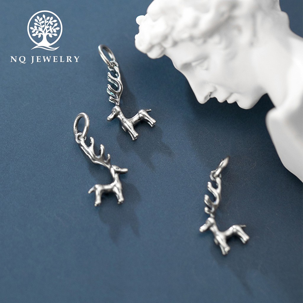 Charm bạc con hươu sừng dài treo - NQ Jewelry