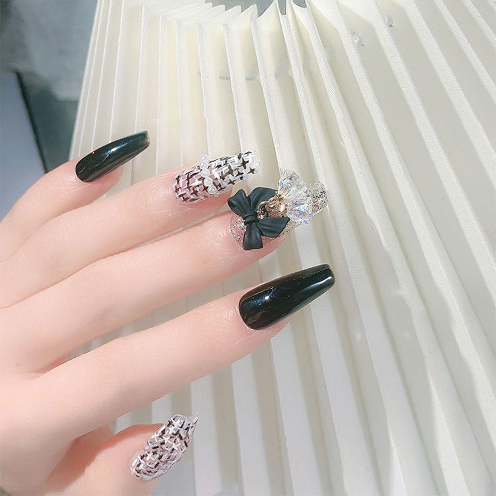 [Hàng mới về] Phụ kiện trang trí móng tay nghệ thuật diy hình nơ đính đá sang trọng nhiều màu sắc