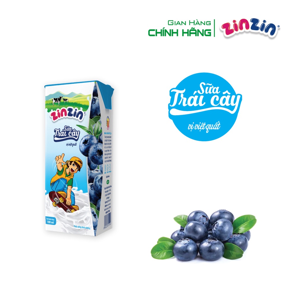 Thùng 48 hộp Sữa trái cây ZinZin vị việt quất 180ml - Siêu ưu đãi