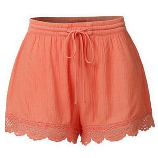 Mes-new Thời Trang Nữ Co Giãn Eo Dây Rút Ren Viền Đi Biển Quần Short