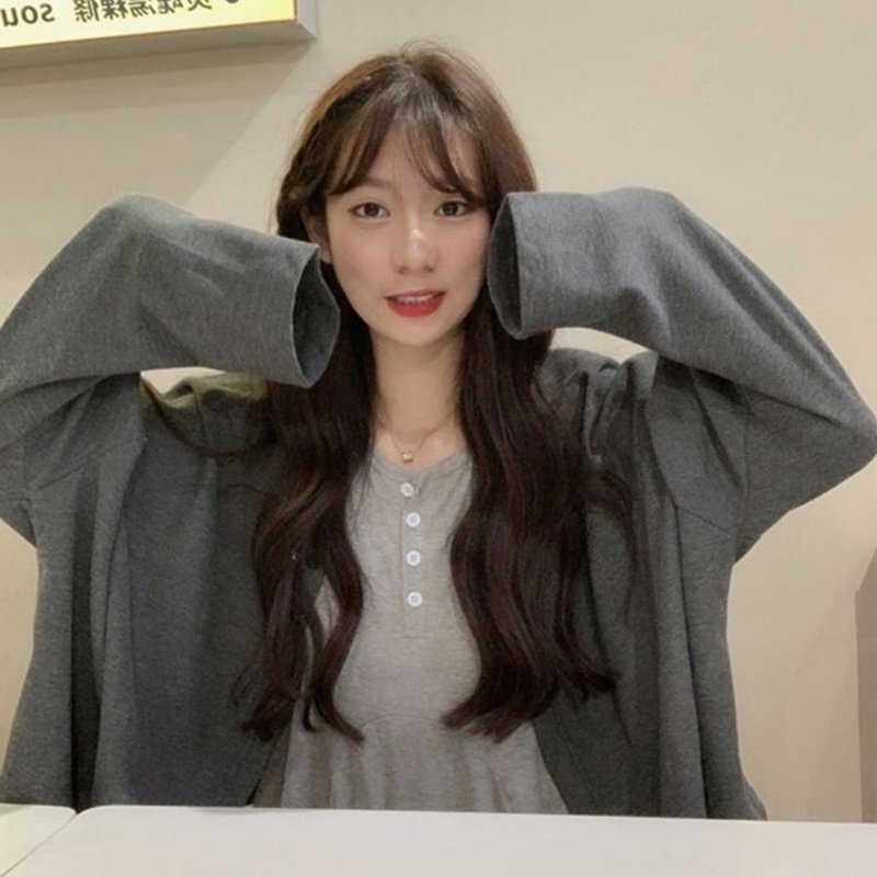 Áo khoác cardigan dệt kim IELGY mỏng dáng rộng dễ phối đồ thời trang xinh xắn cho nữ