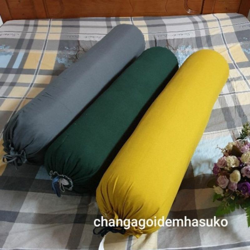 Vỏ gối ôm cotton đũi, vỏ gối ôm cốt tông size người lớn 35x100cm