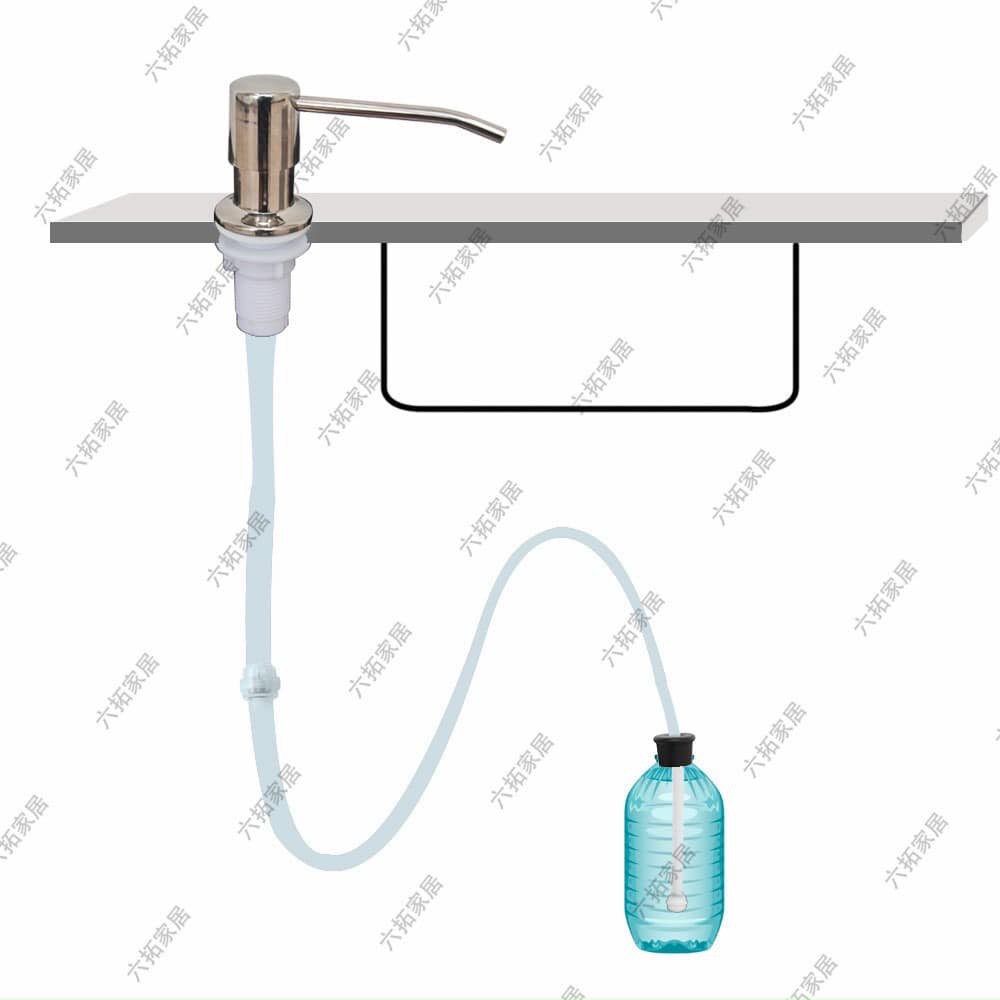 Bộ vòi xịt nước rửa chén Inox 304 gắn vào bồn rửa chén có dây nối dây 120cm tới chai nước rửa chén lớn