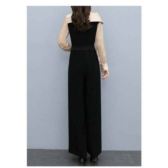 Hàng nhập - Jumpsuit dài cổ thuyền sang trọng, bộ jum đồ bay lụa phối tay voan