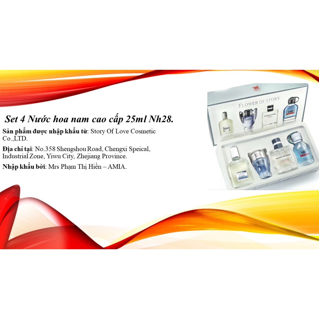 Set 4 Nước hoa nam cao cấp 25ml nước hoa chính hãng,Thơm Lôi Cuốn, Ấn Tượng Khó Phai Flower Of Story Nh28