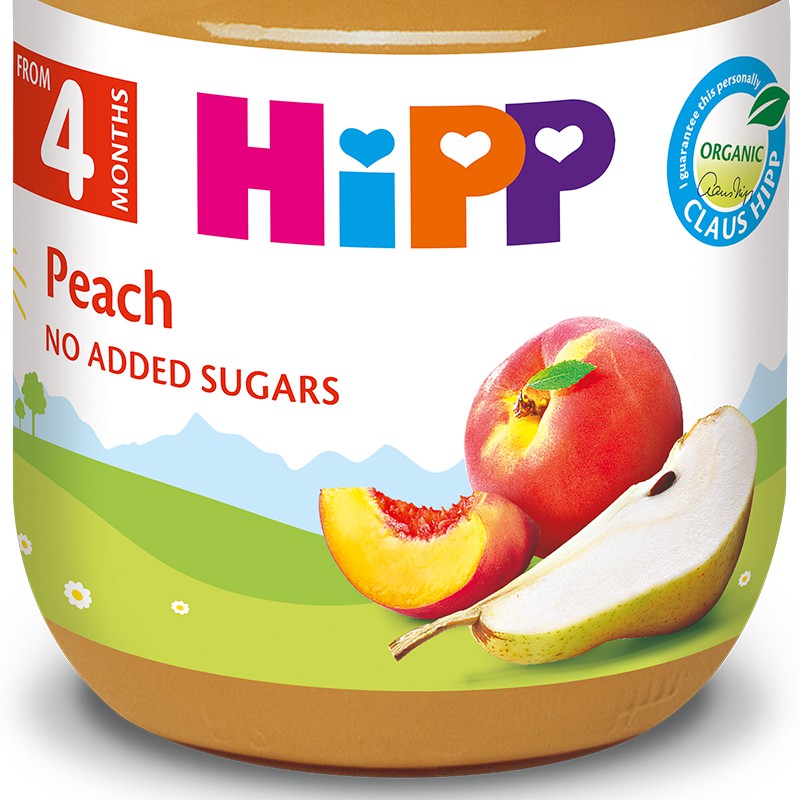 Dinh dưỡng đóng lọ ăn dặm Đào Tây HiPP Organic 125g