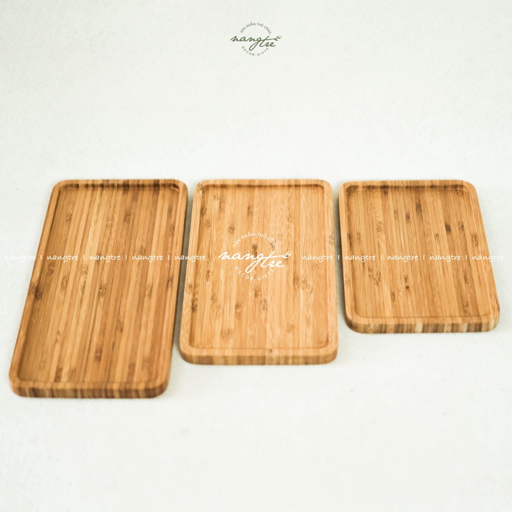 Khay gỗ tre chữ nhật - Khay gỗ tre decor - Bamboo wood tray