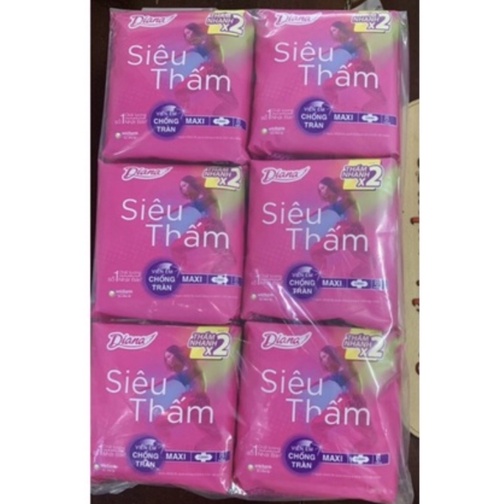 Bịch 6 Gói Băng Vệ Sinh Diana Siêu Thấm maxi Có Cánh/ không cánh