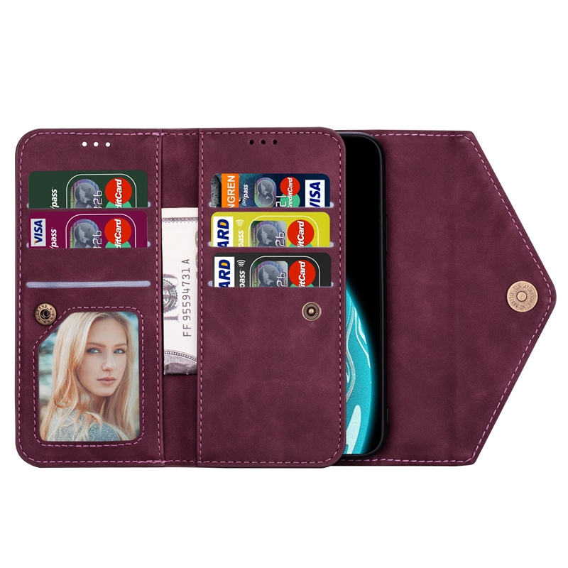 Samsung S21 FE Note 20 10 Ultra Plus Wallet Leather Case Flip Lady Lanyard Bracket Zipper Soft Cover Case