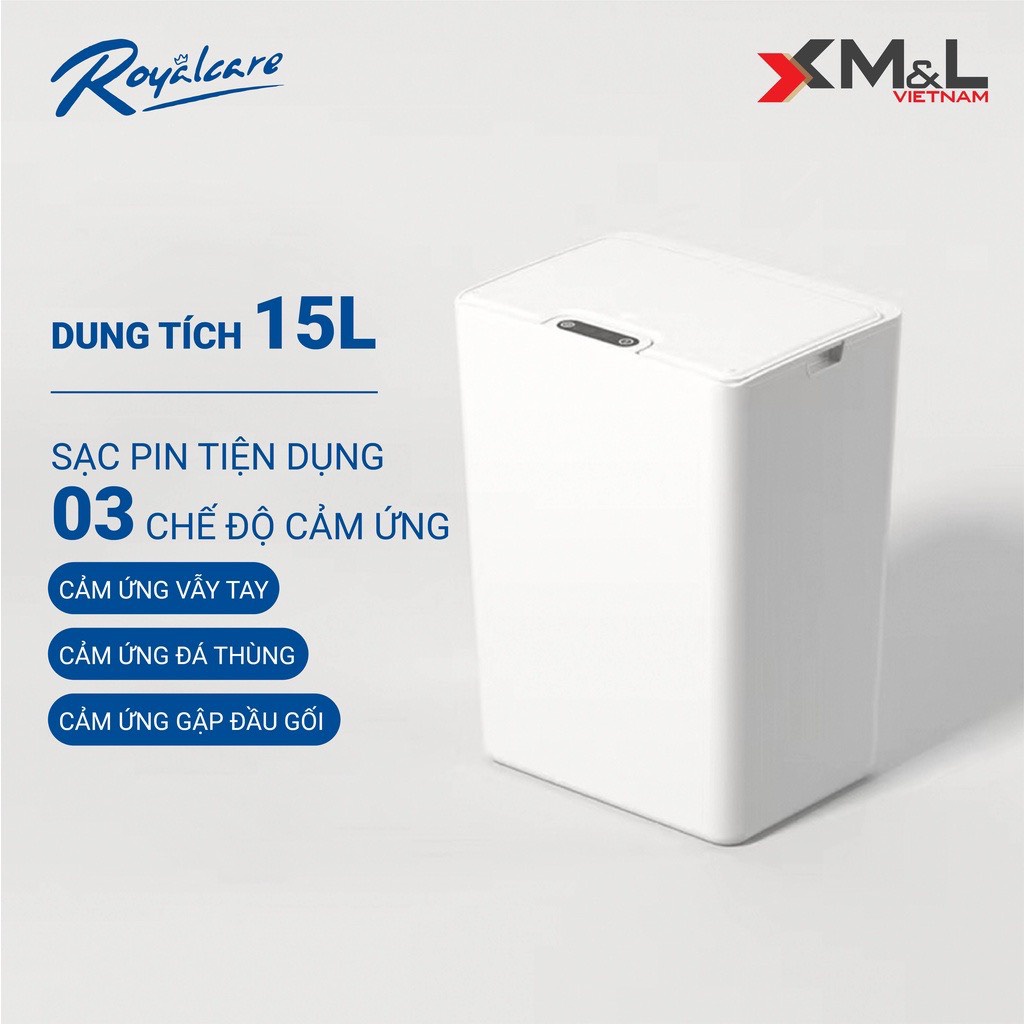 Thùng rác cảm ứng 3 chế độ thông minh M&amp;L FH-2 phong cách Hàn Quốc 15 lít - Hàng chính hãng