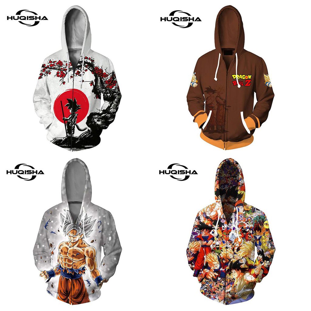 Áo Khoác Hoodie Có Khóa Kéo In Hình Goku 3D Thời Trang Đường Phố Mới Dành Cho Nam Nữ
