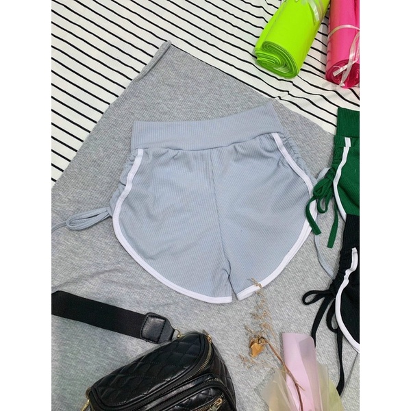 Quần đùi thun gân rút dây 2 bên line trắng - Z7N