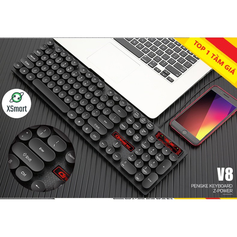 Bàn Phím Gaming V8 Retro Siêu Độc, Led Có Thể Thay Đổi Siêu Đẹp, Bấm Siêu Nhạy, Chống | BigBuy360 - bigbuy360.vn