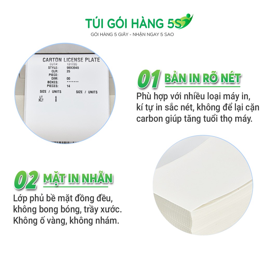 Giấy In Nhiệt Tự Dính A6 Tệp 500 tờ Có Sẵn Lớp Dán, In Đơn Thương Mại Điện Tử