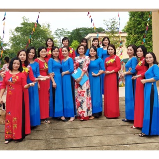 Sét áo dài quần lụa cổ tròn