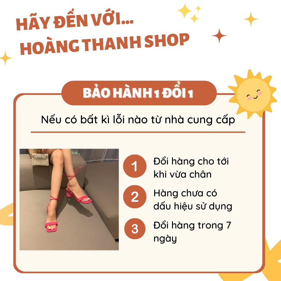Xăng đan cao gót vuông 7p mũi hở cột dây quấn cổ chân bigsize 40 Hoàng Thanh - Giày nữ kiểu chiến binh mẫu mới 2022 C55