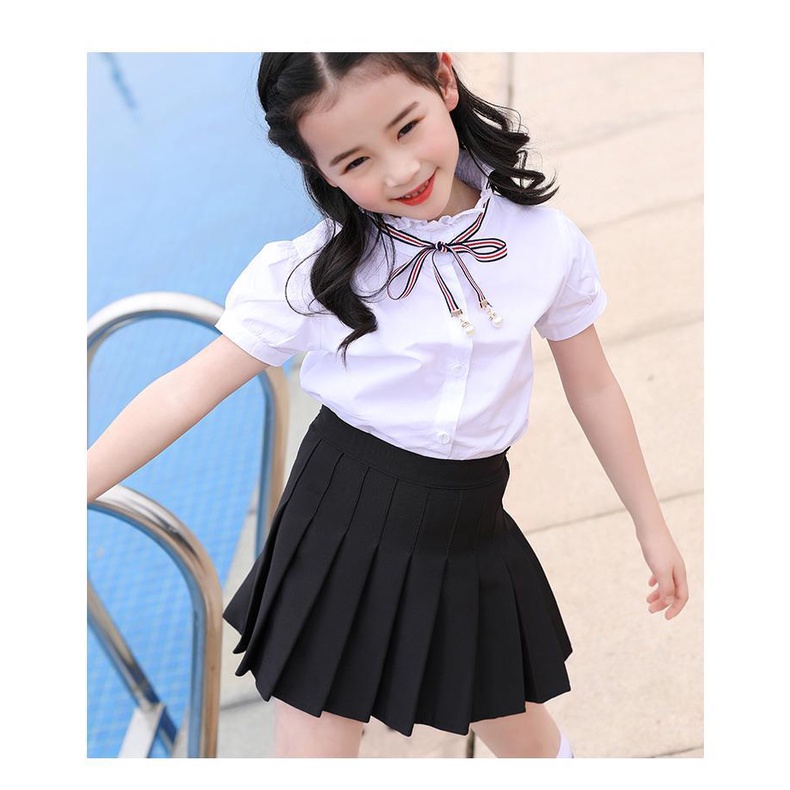 Váy Ngắn Xếp Ly Màu Trắng Thời Trang Hàn Quốc Mới Cho Bé Gái 0418