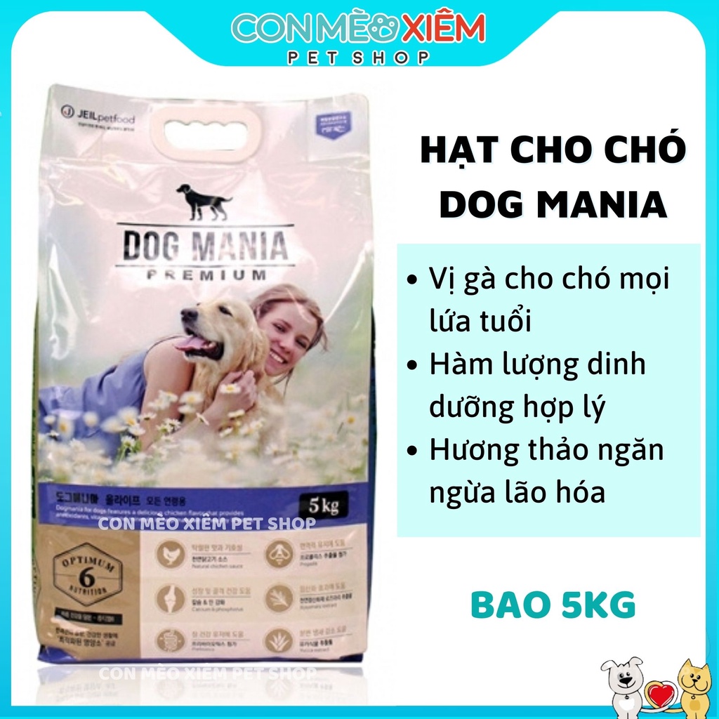 Hạt cho chó Dog mania 1kg 5kg, thức ăn khô cún mọi lứa tuổi lớn nhỏ Con Mèo Xiêm