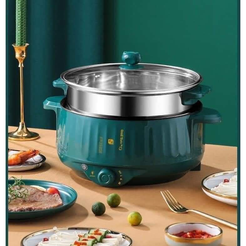 Nồi Lẩu Mini Đa Năng Tích Hợp nấu Lẩu, hấp, chiên, rán, xào, luộc, hầm, om Có Vỉ Hấp Inox