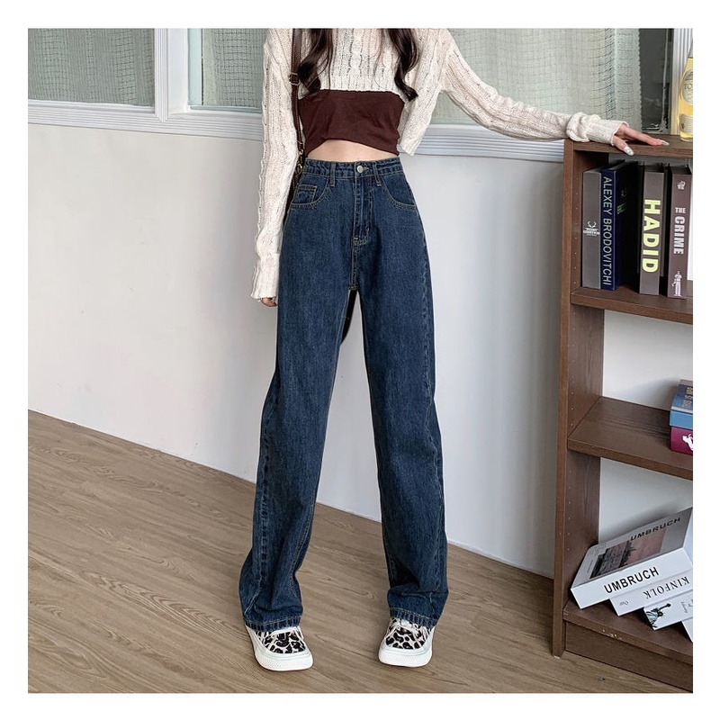 Quần jeans dài ống rộng thời trang cho nữ