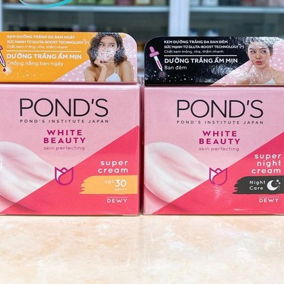 Bộ kem dưỡng Pond's White Beauty trắng hồng rạng rỡ (Ban ngày 50g + Ban đêm 50g)
