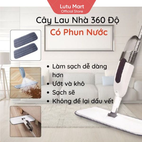 Cây Lau Nhà Thông Minh Có Bình Xịt Phun Sương Xoay 360 Độ Dễ Dàng Vệ Sinh Mọi Ngóc Ngách (Tặng Kèm 1 Khăn) – Lutu Mart