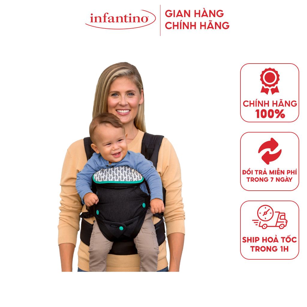 Địu Em Bé Trợ Lực 4 Tư Thế INFANTINO - Có Đỡ Cổ Sử Dụng Cho Trẻ Sơ Sinh-Chất Liệu Vải Thoáng Mát Thoải Mái Khi Sử Dụng