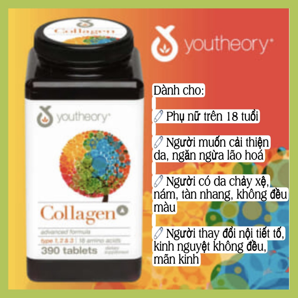 Viên Uống Bổ Sung Collagen Youtheory Collagen Plus Biotin - của Mỹ - Mẫu mới