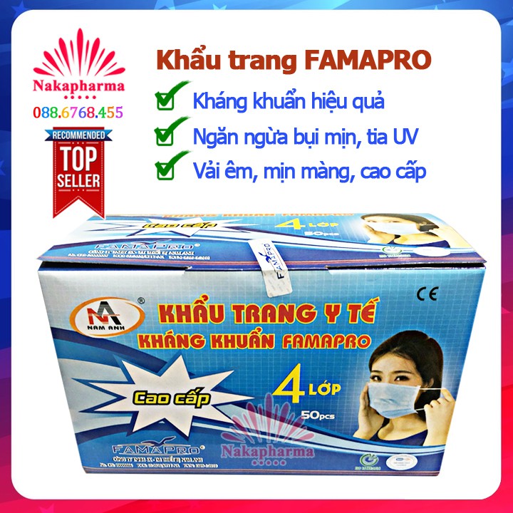 Khẩu Trang Y Tế Kháng Khuẩn FAMAPRO Nam Anh 4 Lớp Cao Cấp - Lọc vi khuẩn, mùi và ...