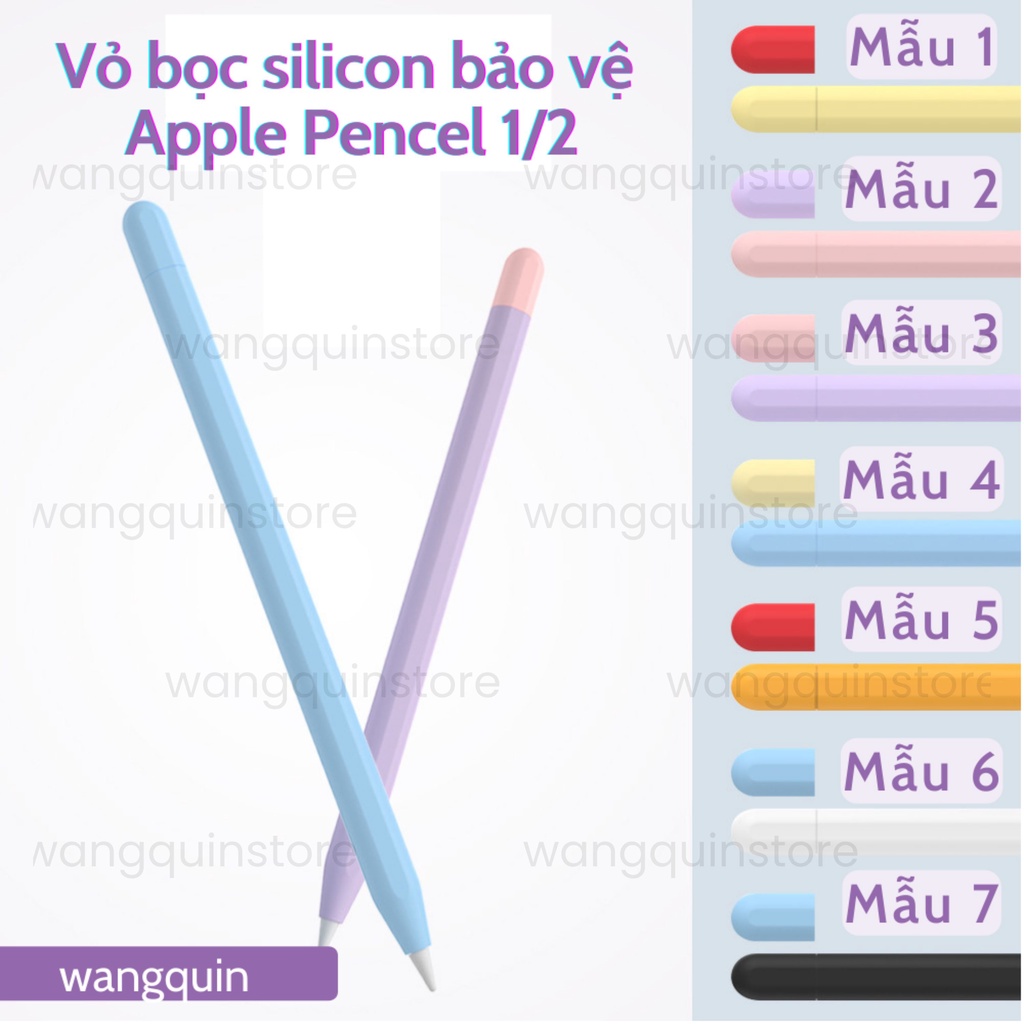 Vỏ bao ốp silicon case bút cảm ứng pencil Gen 1 và Gen 2 - Vỏ bọc bảo vệ bút cảm ứng cao cấp siêu mỏng đủ màu
