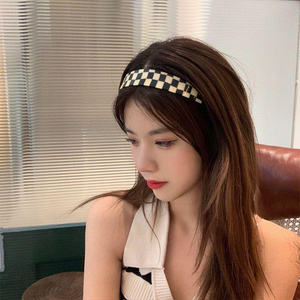 Kẹp Tóc Hình Chữ Nhật Họa Tiết Caro Phong Cách Hàn Quốc Thanh Lịch Cho Nữ