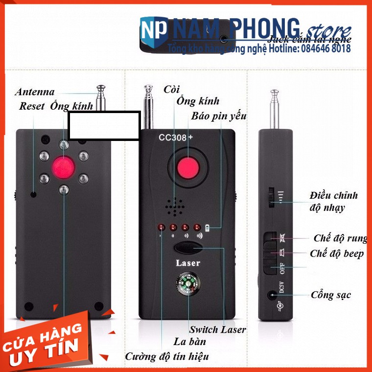 Máy phát hiện camera quay lén, nghe lén CC308