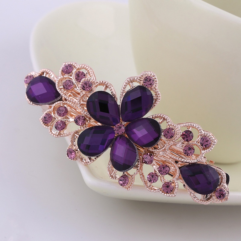 Kẹp Tóc Kim Loại Hình Hoa Đính Đá Nhiều Màu Sắc