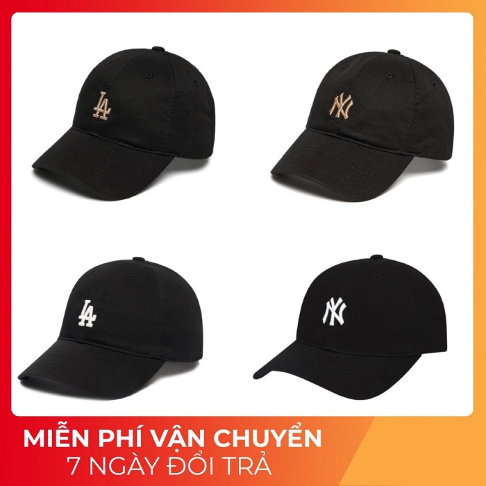 Mũ Nón M.L.B Logo NY LA Đen - Hàng Xuất Dư Gần Full