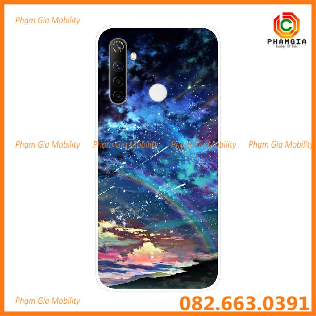 Ốp lưng tráng gương ép kính chống bể nhiều họa tiết đẹp cho Realme 6i Realme6i 6 i (viền silicon đen)