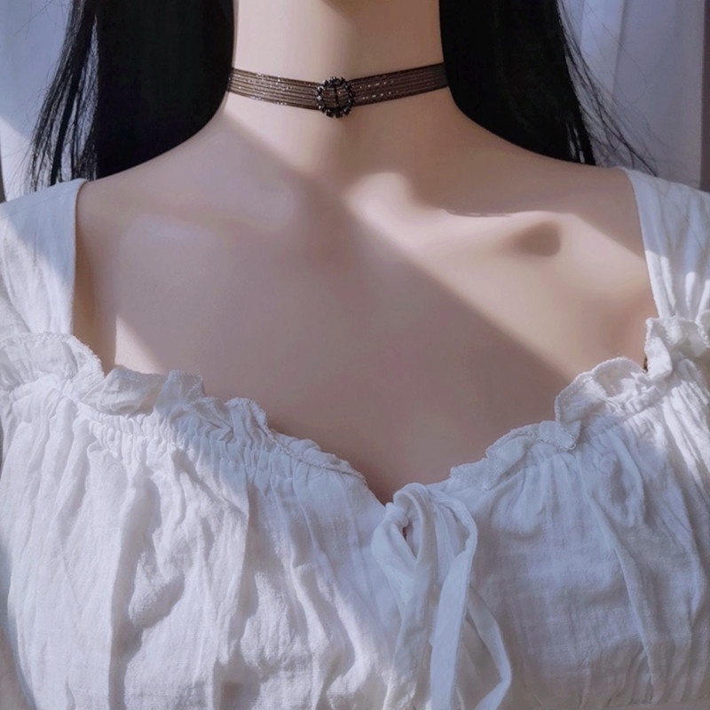 Vòng Cổ Choker Hình Ngôi Sao Màu Đen Phong Cách Hàn Quốc Dành Cho Nữ