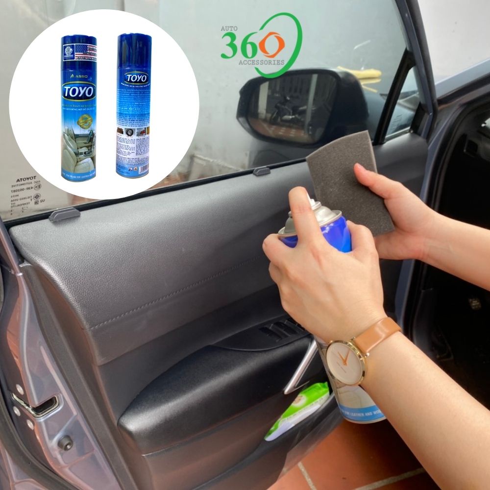 Chai xịt bóng xe ô tô xe máy Toyo, chai xịt đánh bóng đồ da và đồ gỗ 500ml, công nghệ nano chống bụi