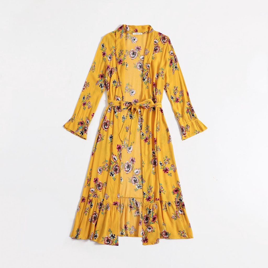 Áo khoác ngoài kimono timinggg visco hoa Kami