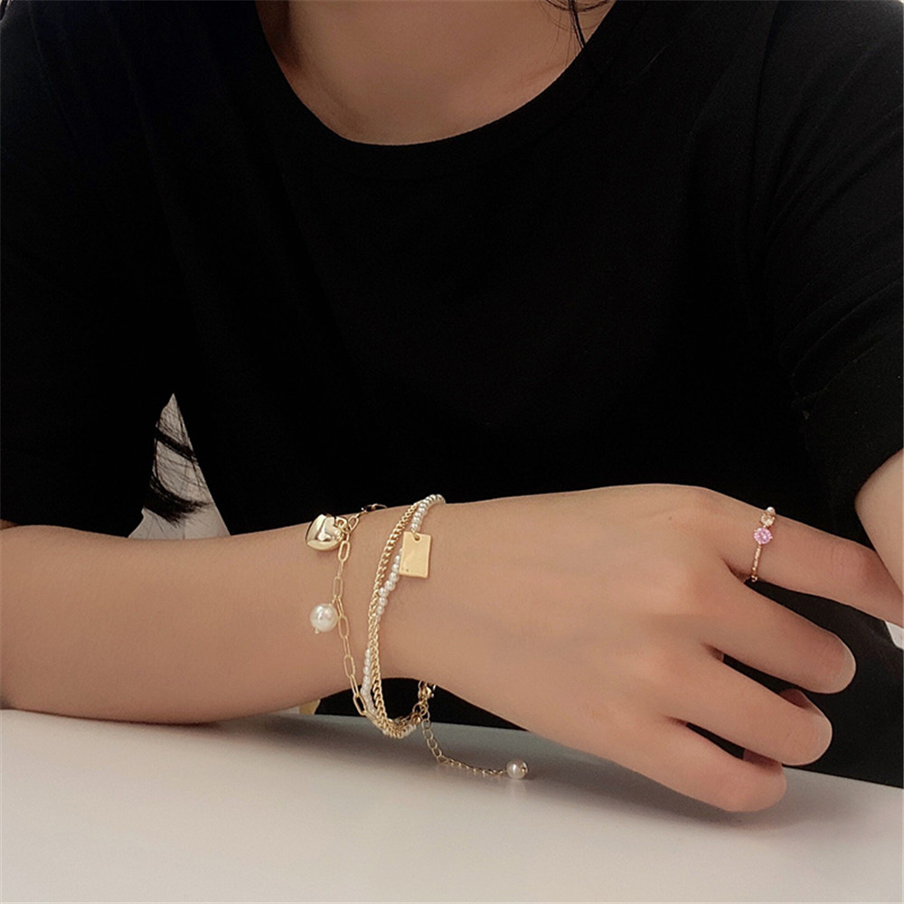 Vòng Đeo Tay Bằng Hợp Kim Đính Ngọc Trai Giả Bắt Mắt