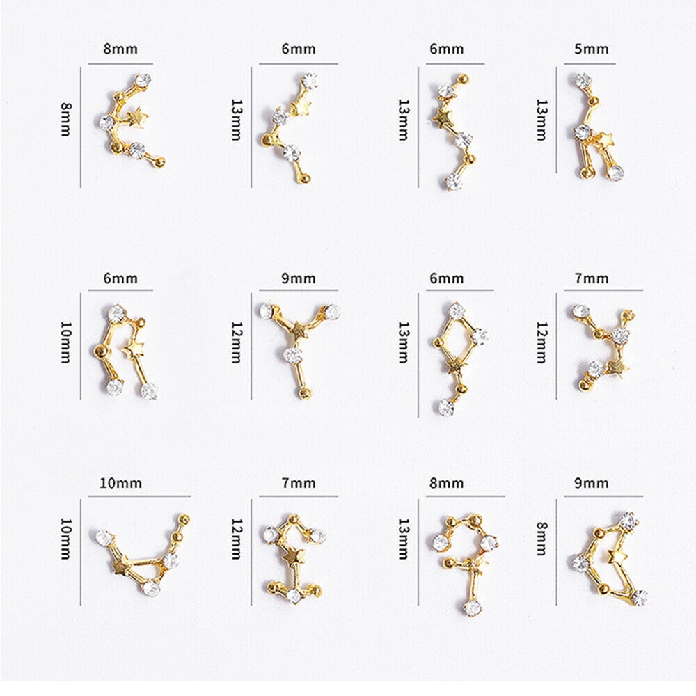 Phụ kiện trang trí móng hình 12 chòm sao lấp lánh nghệ thuật
