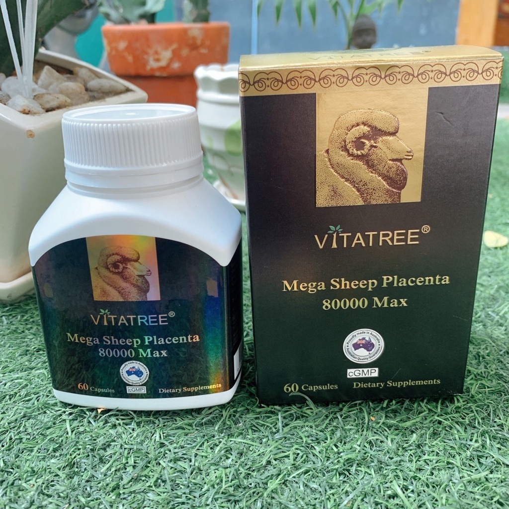 Viên uống nhau thai cừu Vitatree Maxi Sheep Placenta 80000Max Úc- Hộp 60 viên