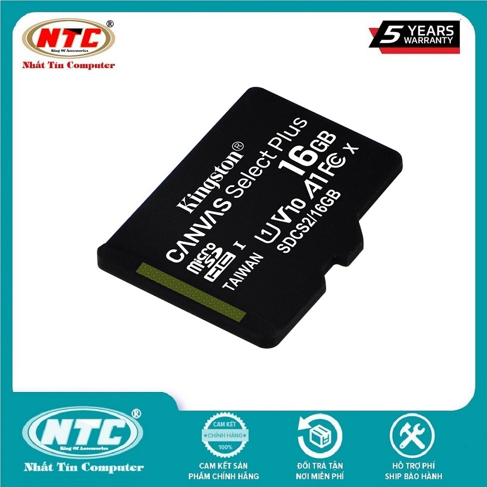 Thẻ nhớ microSDHC Kingston Canvas Select Plus 16GB U1 V10 A1 100MB/s (Đen) - Không Adapter