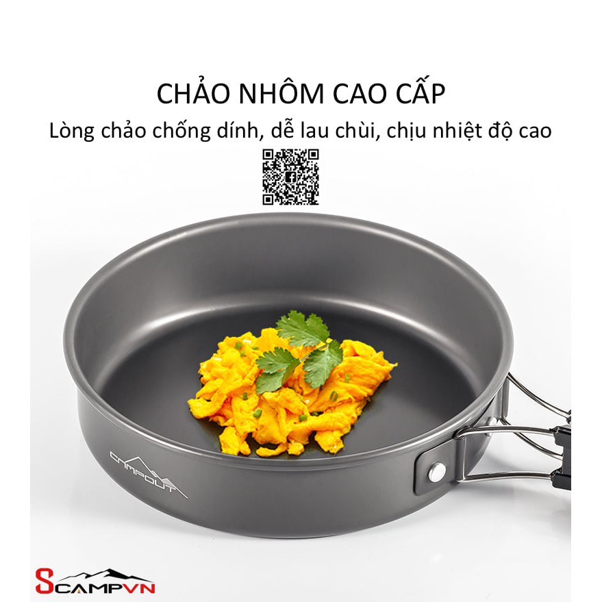 Bộ nồi ấm chảo nhôm xếp gọn 3 trong 1 NURGAZ CAMPOUT (Thổ Nhĩ Kỳ) du lịch dã ngoại cắm trại