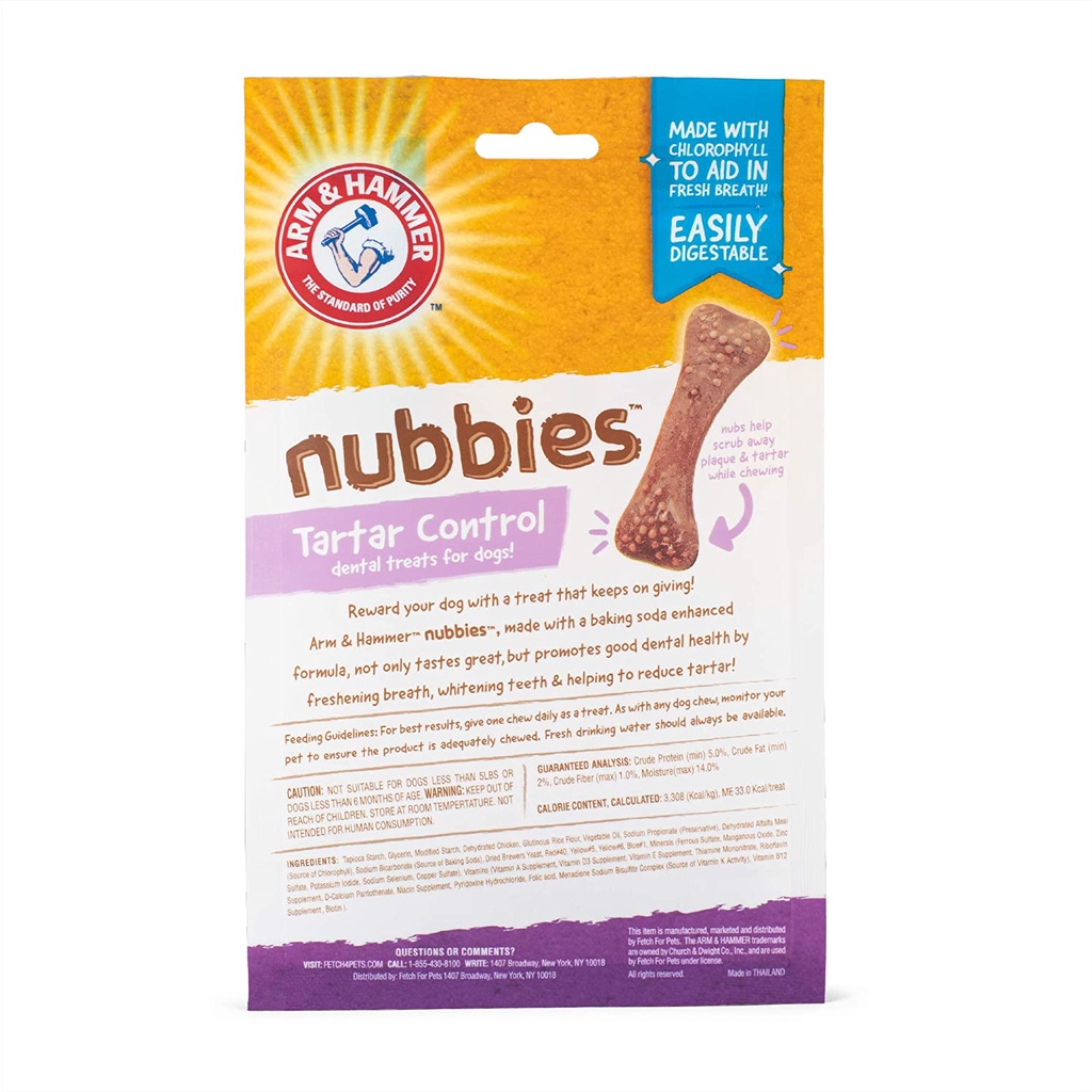 Gói 20 bánh xương vệ sinh răng cún Arm &amp; Hammer for Pets Nubbies for Dogs Dental Treat (Mỹ)